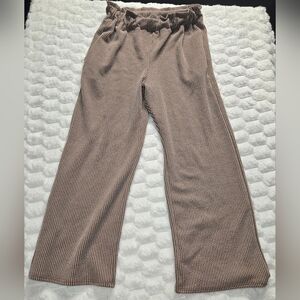 Heimish USA brown waffle knit type  pant Rib Wide Leg Brown SMALL NEW